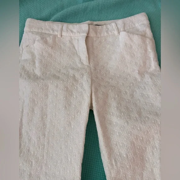 EXPRESS Design Studio Editor trousers pants size 4 lined. White eyelet texture - Picture 2 of 10
